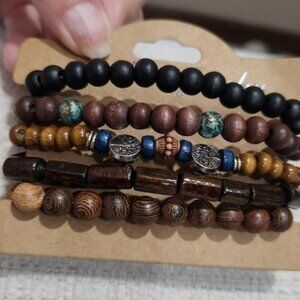 Nwt Unisex Multi-Color Beaded Bracelet Set